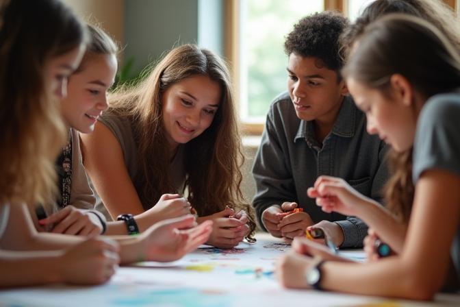 Young people participating in a creative workshop in Zurich
